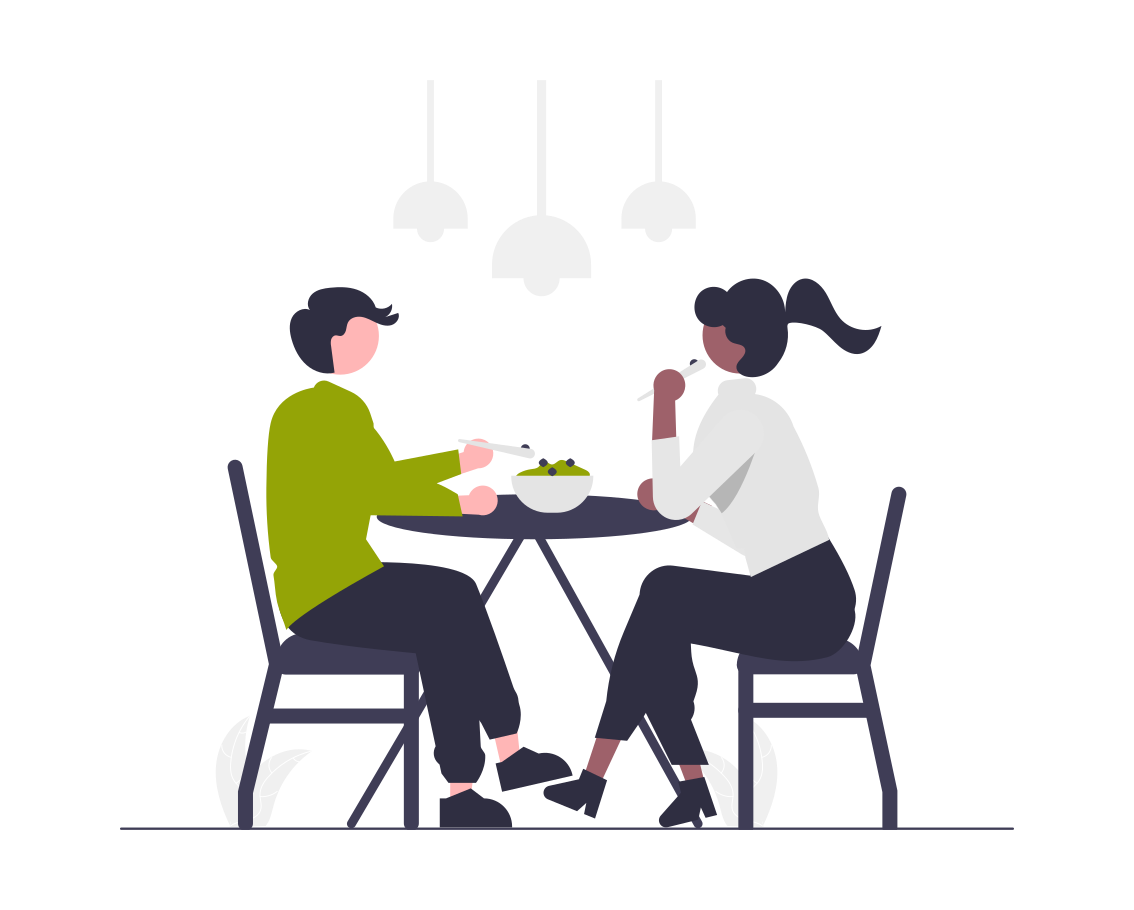 two people eating vector